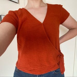 Madewell Burnt Orange Wrap-Tie Top - Size S